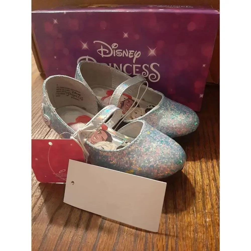 New Size 7 Disney Princess Silver Holigraphic Princess Ballet Dress Shoes NWT